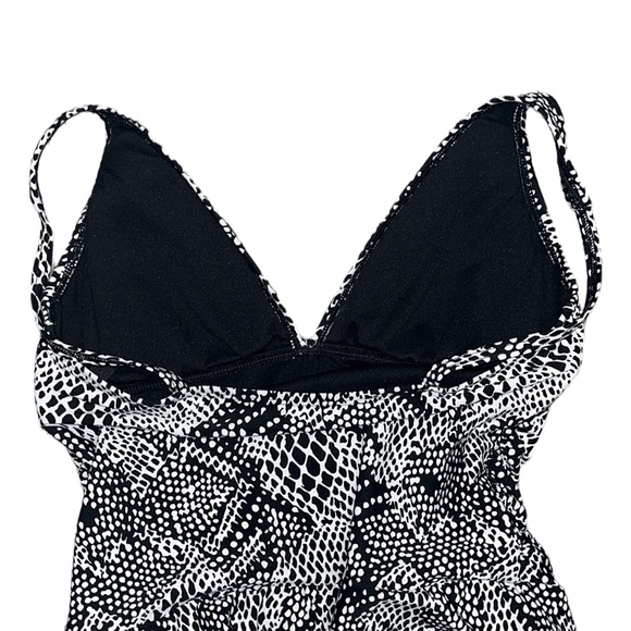 Black & White Swimdress Swim Dress One Piece Swimsuit Skirted S Small - Picture 4 of 6